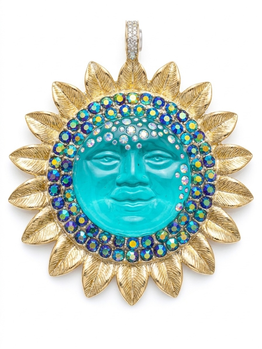 Vintage Kirks Folly Seaview Moon Sunflower Magnetic Pendant Enhancer